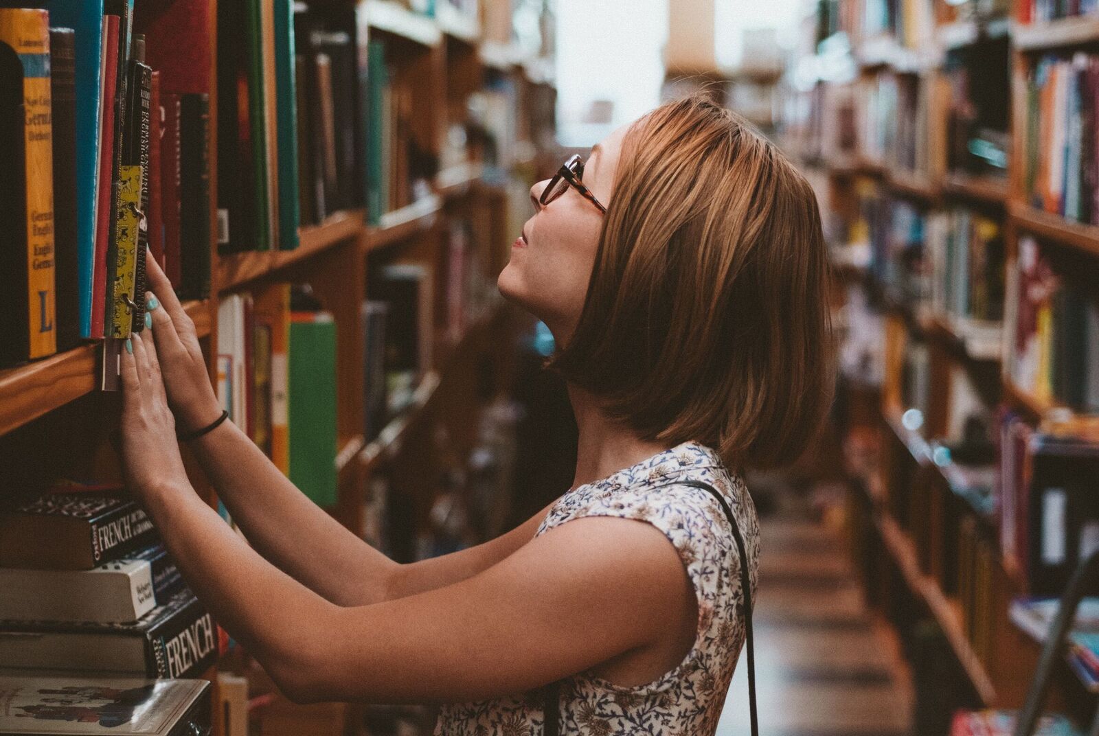 Woman at the library