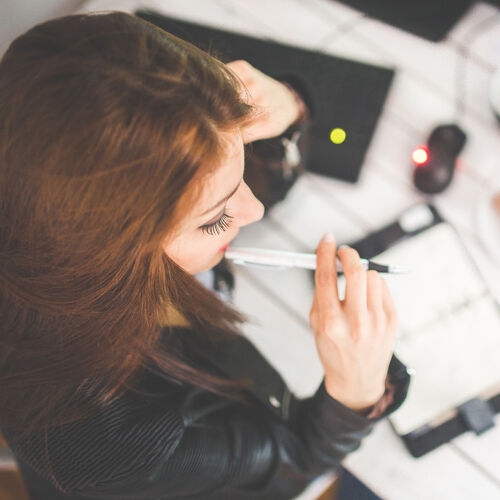 Woman and her desktop